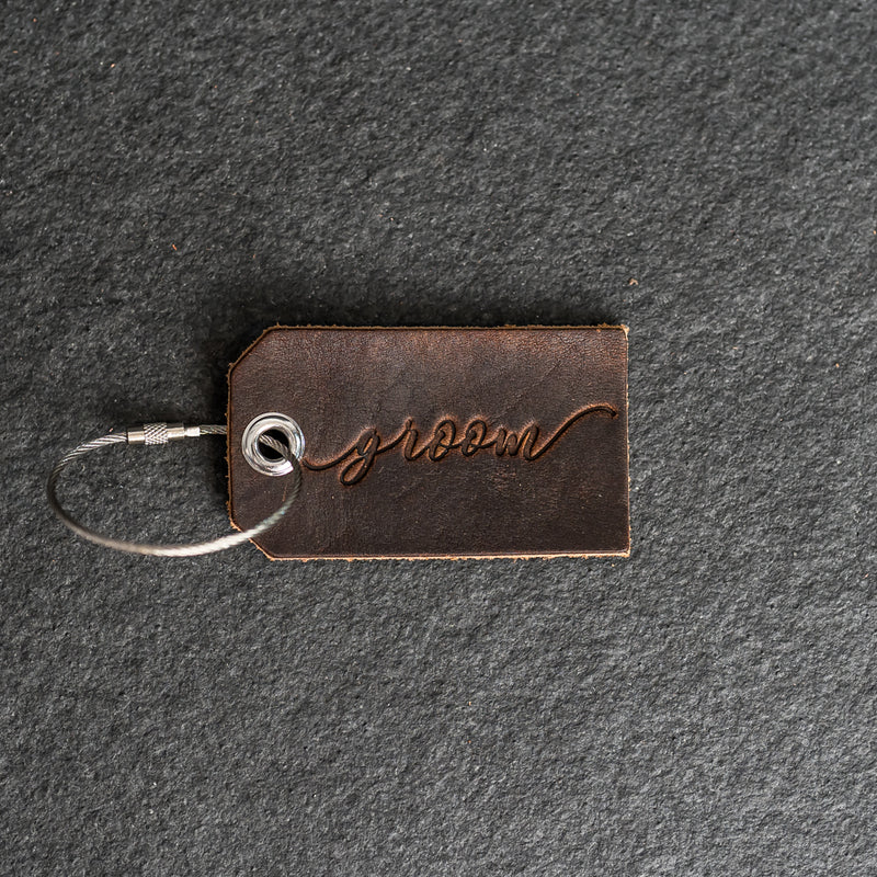 Set of Bride and Groom Stamped Leather Luggage Tags