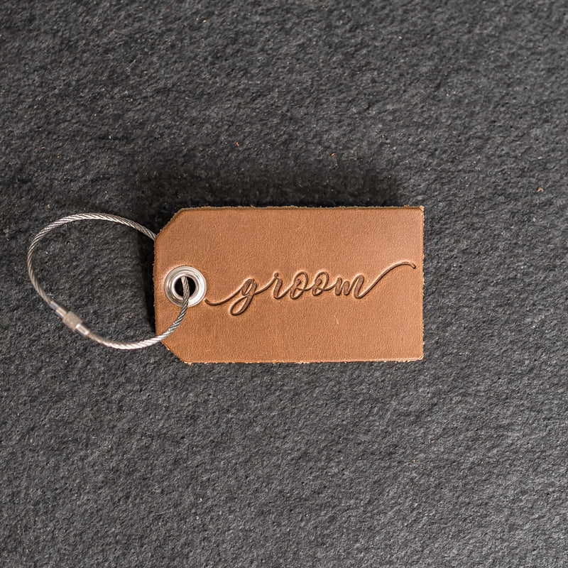 Set of Bride and Groom Stamped Leather Luggage Tags