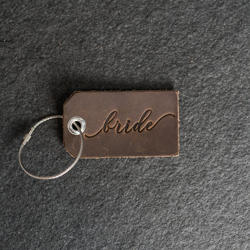 Set of Bride and Groom Stamped Leather Luggage Tags