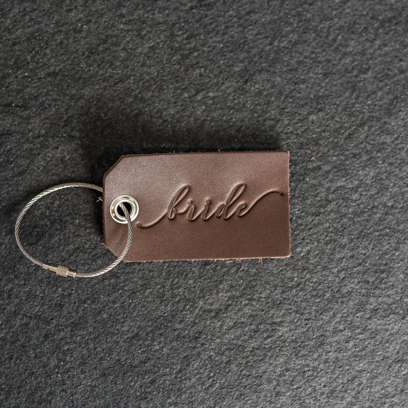 Set of Bride and Groom Stamped Leather Luggage Tags