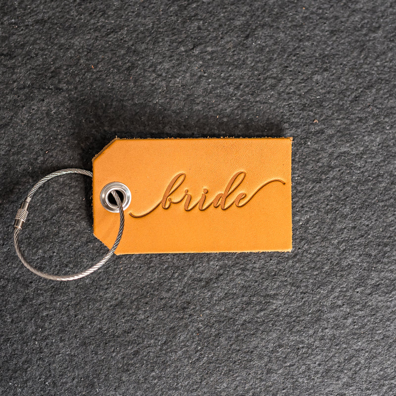 Set of Bride and Groom Stamped Leather Luggage Tags