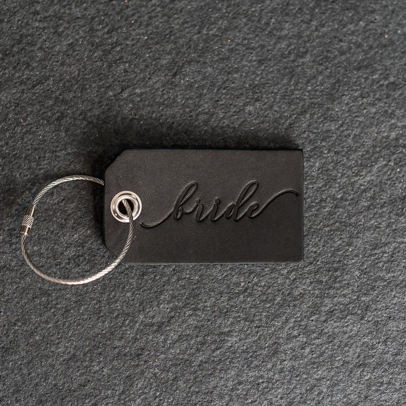 Set of Bride and Groom Stamped Leather Luggage Tags