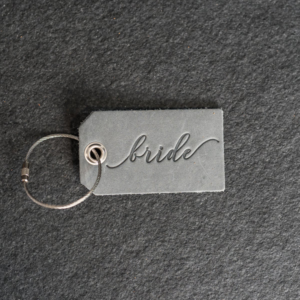 Set of Bride and Groom Stamped Leather Luggage Tags