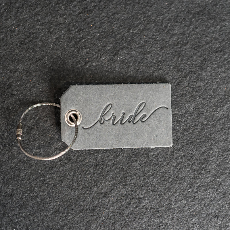Set of Bride and Groom Stamped Leather Luggage Tags