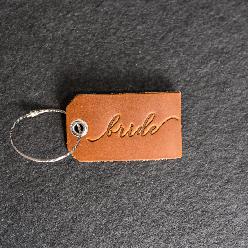 Set of Bride and Groom Stamped Leather Luggage Tags