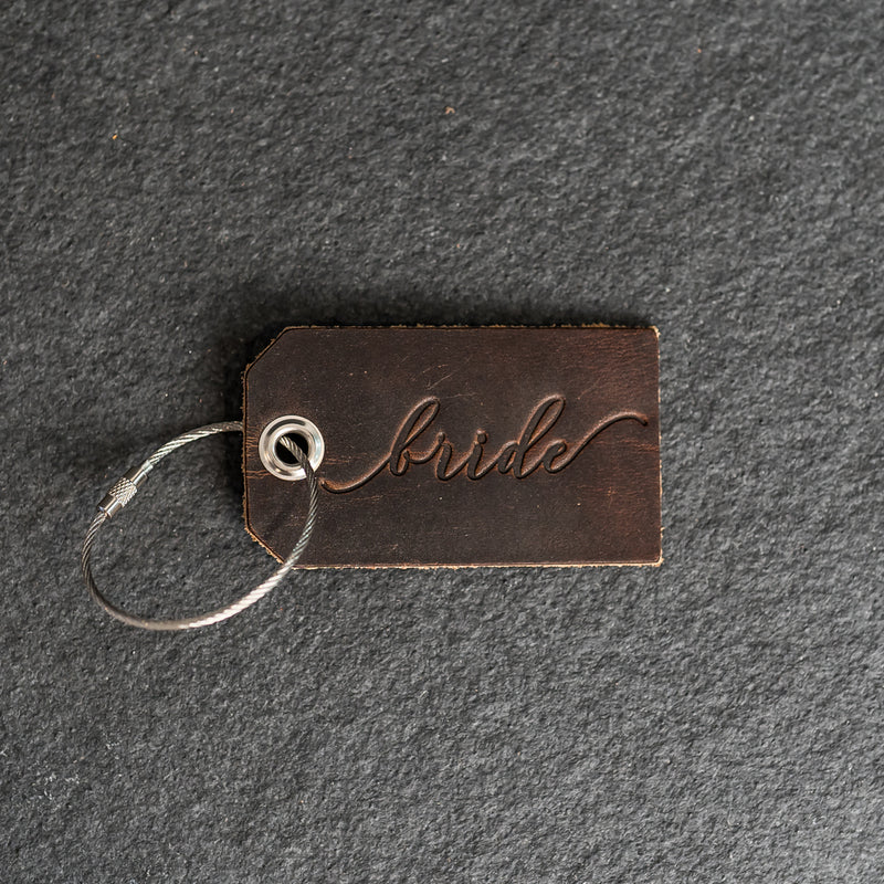 Set of Bride and Groom Stamped Leather Luggage Tags