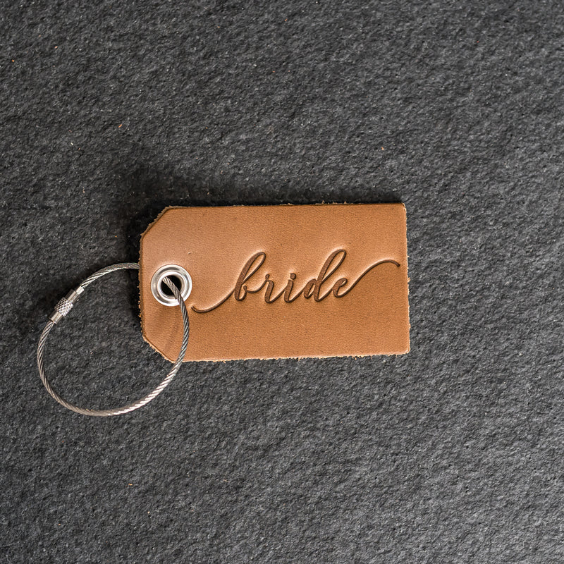 Set of Bride and Groom Stamped Leather Luggage Tags