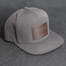 Personalized Leather Patch Flat Bill 7 Panel Perforated Performance Hat