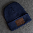Beanie with Personalized Leather Patch Attached