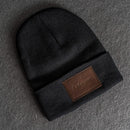 Beanie with Personalized Leather Patch Attached