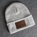 Beanie with Personalized Leather Patch Attached
