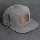 Personalized Leather Patch Flat Bill 7 Panel Perforated Performance Hat