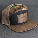 Personalized Leather Patch Flat Bill 7 Panel Trucker Hat