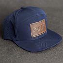 Personalized Leather Patch Flat Bill 7 Panel Perforated Performance Hat