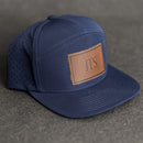 Personalized Leather Patch Flat Bill 7 Panel Perforated Performance Hat
