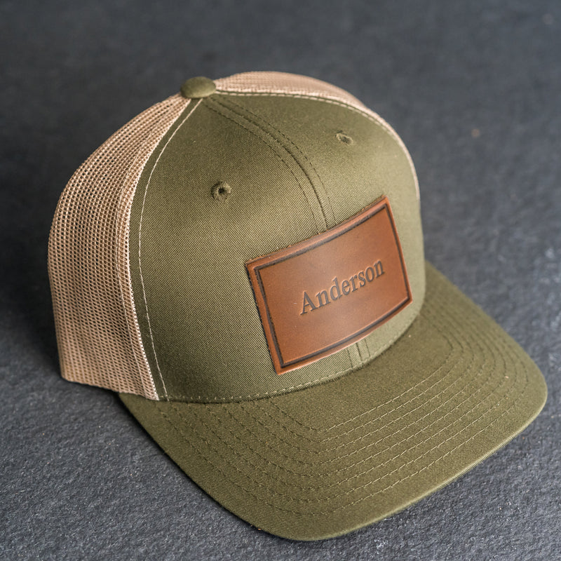 Personalized Leather Patch Trucker Style Hats