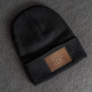 Beanie with Personalized Leather Patch Attached