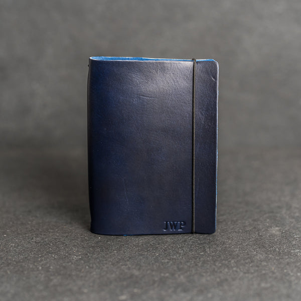 Limited Edition Navy Blue Refillable Personalized Leather Journal with Professional Elastic Closure
