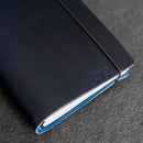 Limited Edition Navy Blue Refillable Personalized Leather Journal with Professional Elastic Closure