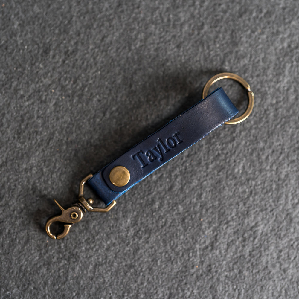 Limited Edition Navy Blue Looped Snap Closure Keychain | Personalized ...