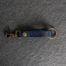 Limited Edition Navy Blue Looped Snap Closure Keychain | Personalized Premium Leather Keychain