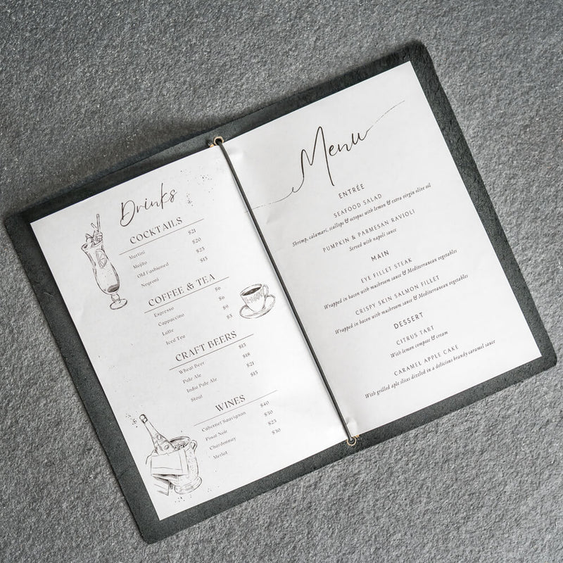 Leather Menu Cover with Elastic Band - Soft Cover