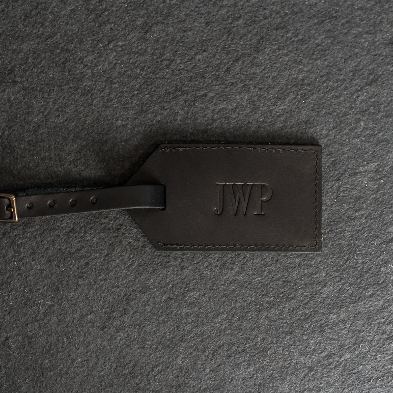 Personalized Leather Luggage Tags - Double Sided with Replaceable Information Card Included
