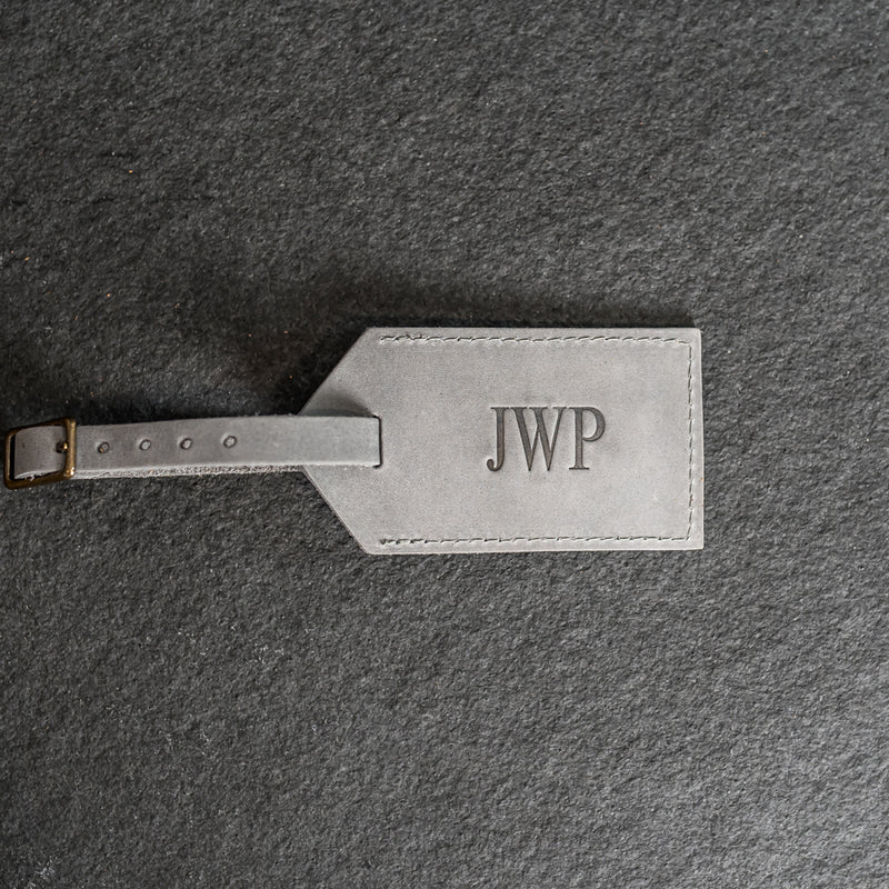 Personalized Leather Luggage Tags - Double Sided with Replaceable Information Card Included