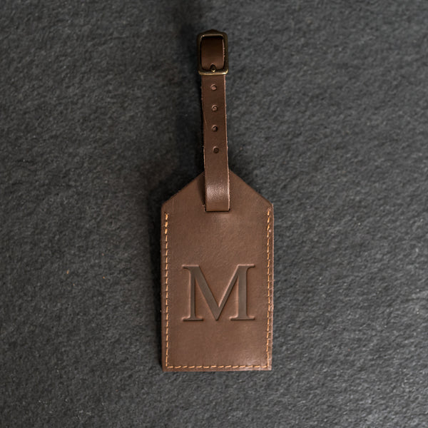 Personalized Leather Luggage Tags - Double Sided with Replaceable Information Card Included