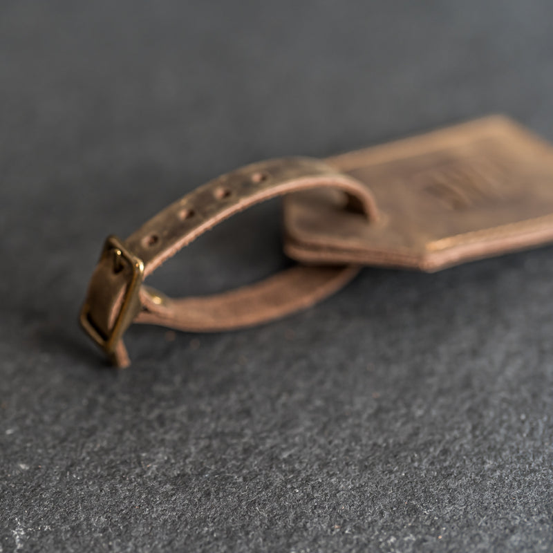 Personalized Leather Luggage Tags - Double Sided with Replaceable Information Card Included