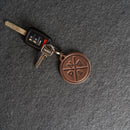 Leather Circle Keychain - Thick Leather - PNW Stamp Design