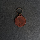 Leather Circle Keychain - Thick Leather - Fish Stamp Design