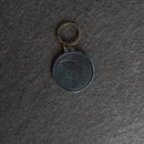 Leather Circle Keychain - Thick Leather - Fish Stamp Design