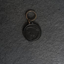 Leather Circle Keychain - Thick Leather - Fish Stamp Design
