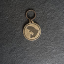 Leather Circle Keychain - Thick Leather - Fish Stamp Design