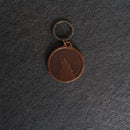 Leather Circle Keychain - Thick Leather - Wolf Stamp Design