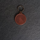 Leather Circle Keychain - Thick Leather - Wolf Stamp Design