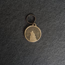Leather Circle Keychain - Thick Leather - Wolf Stamp Design