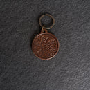 Leather Circle Keychain - Thick Leather - Floral Stamp Design