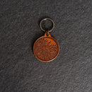 Leather Circle Keychain - Thick Leather - Floral Stamp Design