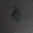 Leather Circle Keychain - Thick Leather - Floral Stamp Design