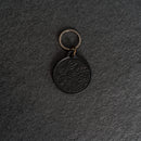 Leather Circle Keychain - Thick Leather - Floral Stamp Design