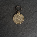Leather Circle Keychain - Thick Leather - Floral Stamp Design