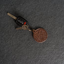 Leather Circle Keychain - Thick Leather - Floral Stamp Design