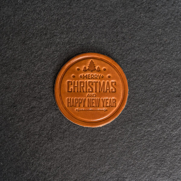 Merry Christmas Leather Coasters - 4" Round or Square - Sold individually or as a Set of 4