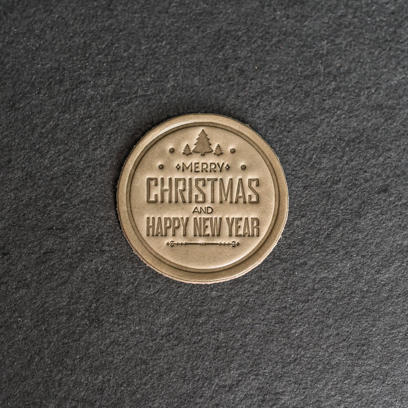 Merry Christmas Leather Coasters - 4" Round or Square - Sold individually or as a Set of 4