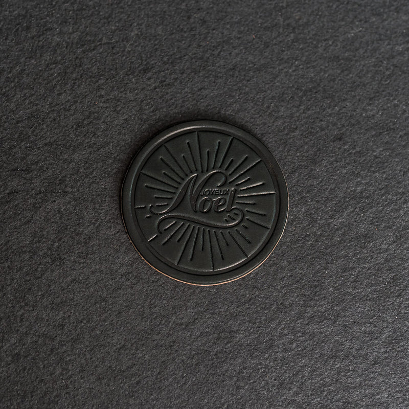Noel Leather Coasters - 4" Round or Square - Sold individually or as a Set of 4