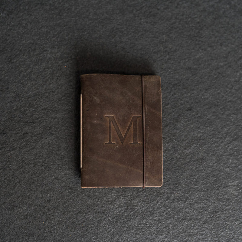 Classic Personalized Leather Pocket Journal with Professional Elastic Closure