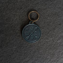 Leather Circle Keychain - Thick Leather - Compass Rose Stamp Design