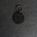 Leather Circle Keychain - Thick Leather - Compass Rose Stamp Design
